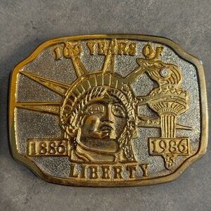 Vintage 1986 100 Years of Liberty America Belt Buckle